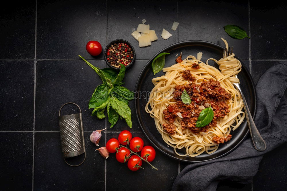 Similar – Image, Stock Photo Spaghetti with meatballs and tomato sauce