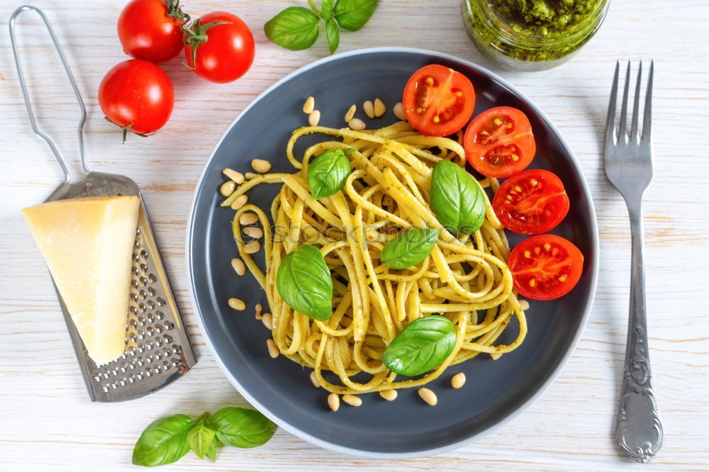 Similar – Image, Stock Photo Tomato-Basil Pasta Food