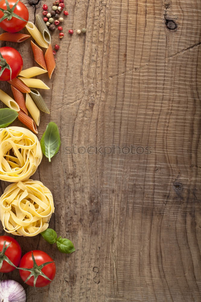 Similar – Image, Stock Photo Italian pasta, vegetables, herbs and olive oil