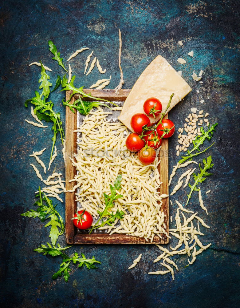 Image, Stock Photo Italian pasta with ingredients on a rustic background