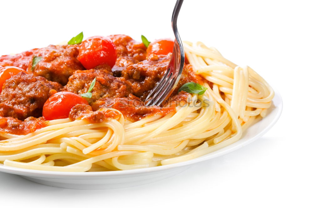 Similar – Spaghetti Bolognese in plate with fork