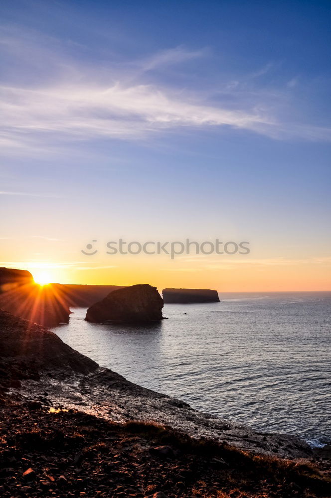 Similar – Image, Stock Photo Sun setting over sea