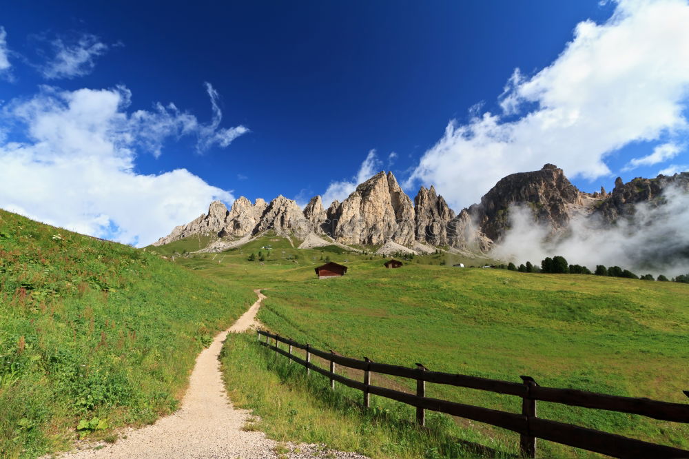 Similar – Image, Stock Photo Hiking information with panorama in the Dolomites