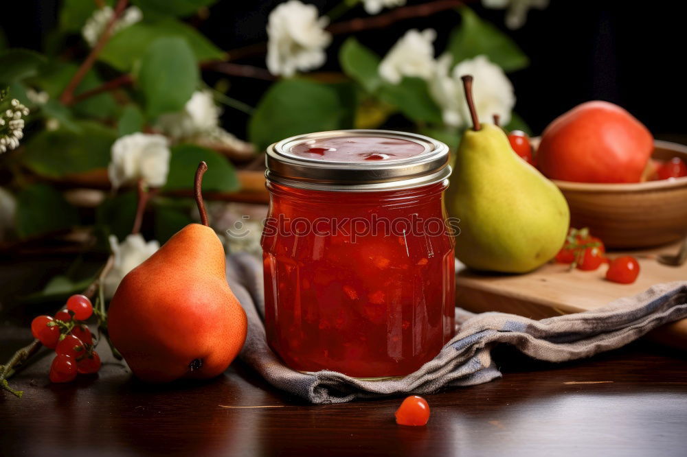 Juice from carrots, onions and spices in a glass jar