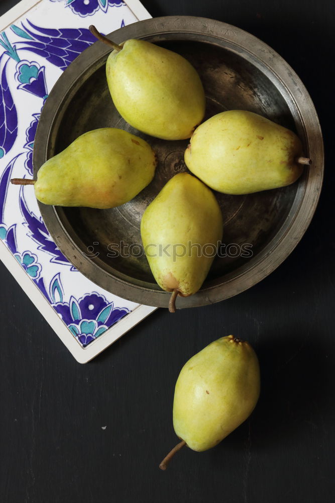 Similar – Image, Stock Photo ripe yellow pears in a brown clay bowl