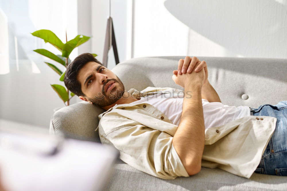 Similar – Image, Stock Photo Smiling woman lying on table