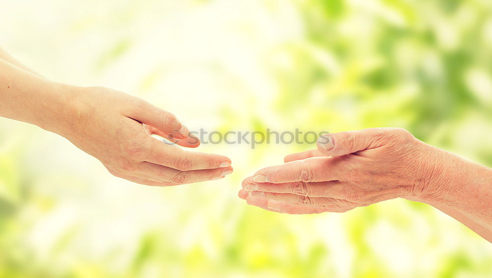 Similar – Image, Stock Photo Back view of child and senior man holding hand