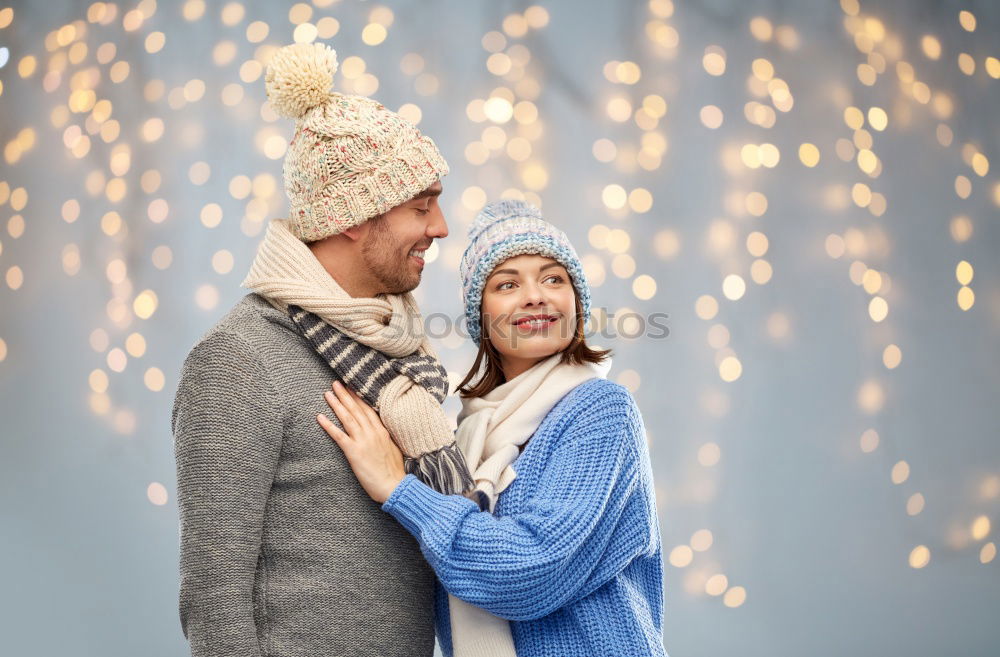 Similar – Image, Stock Photo Happy couple looking each other and laughing outdoors