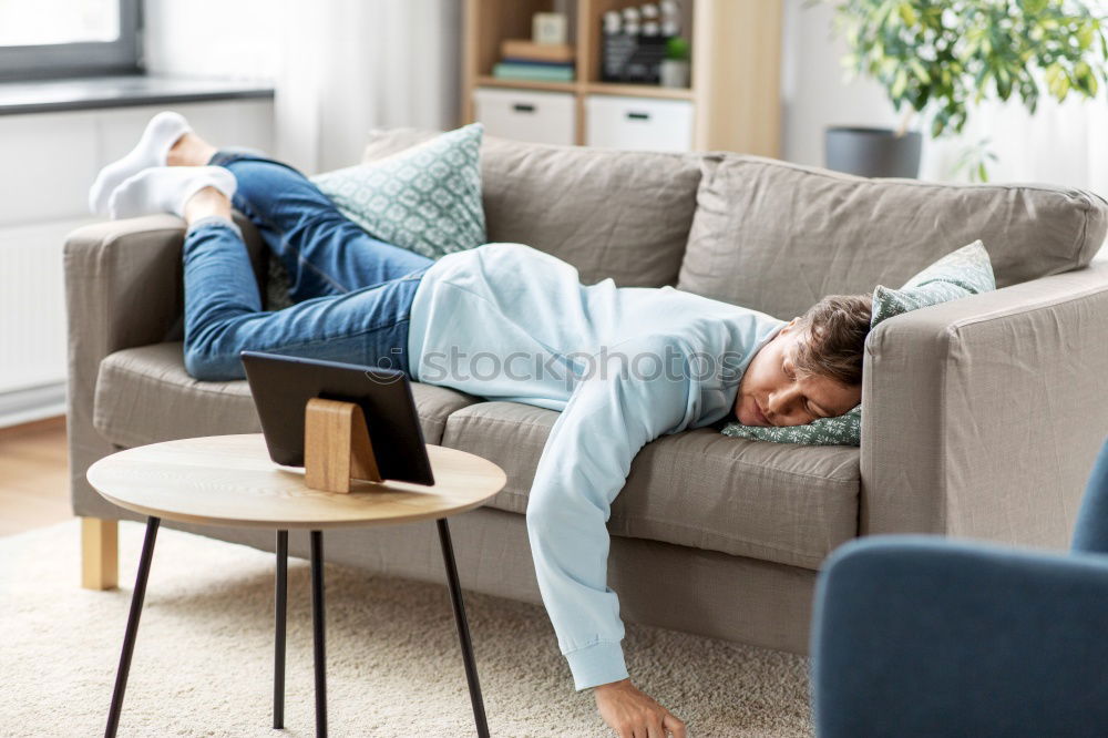 Similar – Image, Stock Photo Smiling woman lying on table