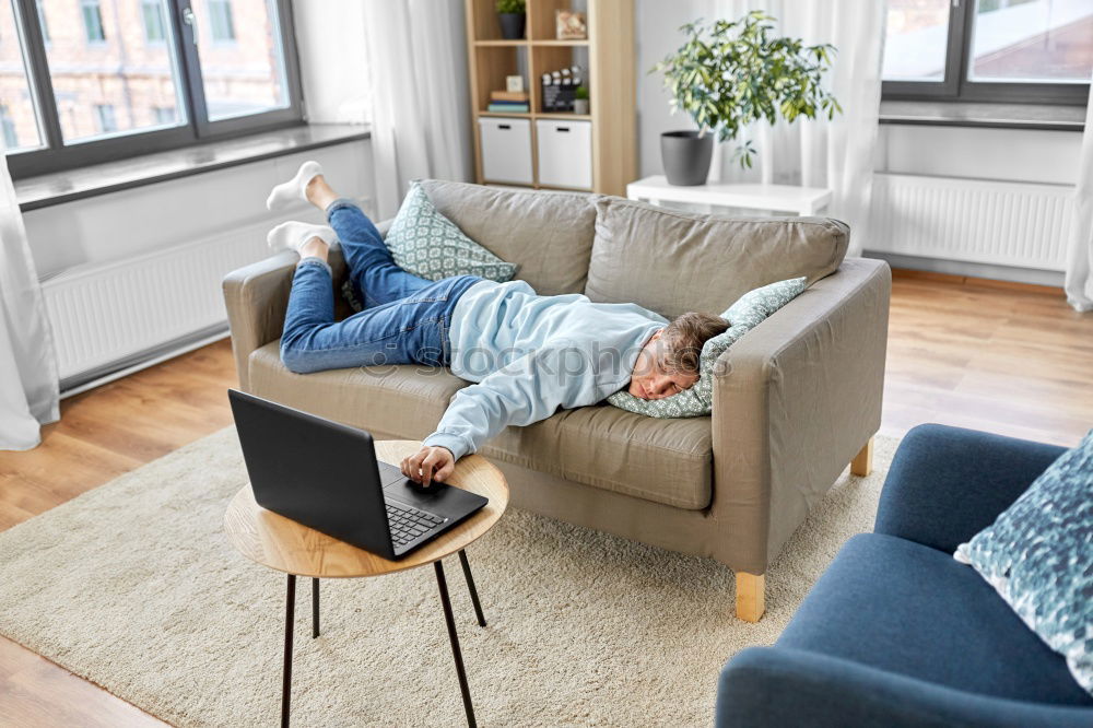 Similar – Image, Stock Photo Smiling woman lying on table