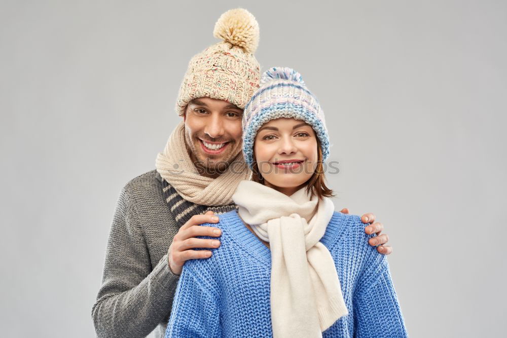 Similar – Image, Stock Photo Young happy couple doing a mobile video call