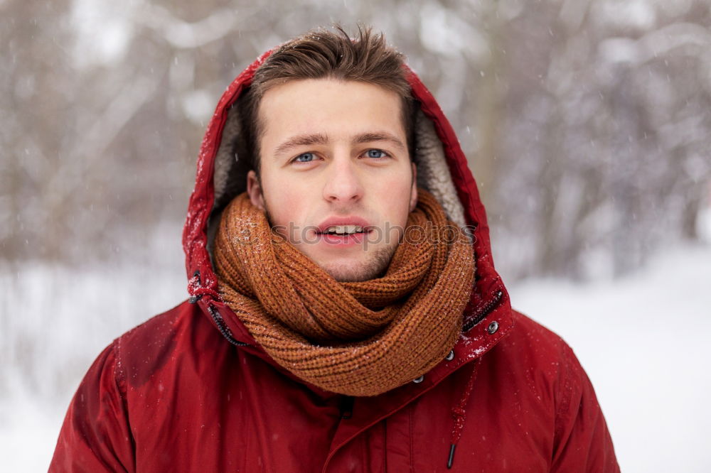 Similar – Image, Stock Photo Young and attractive man enjoying a snowy winter day