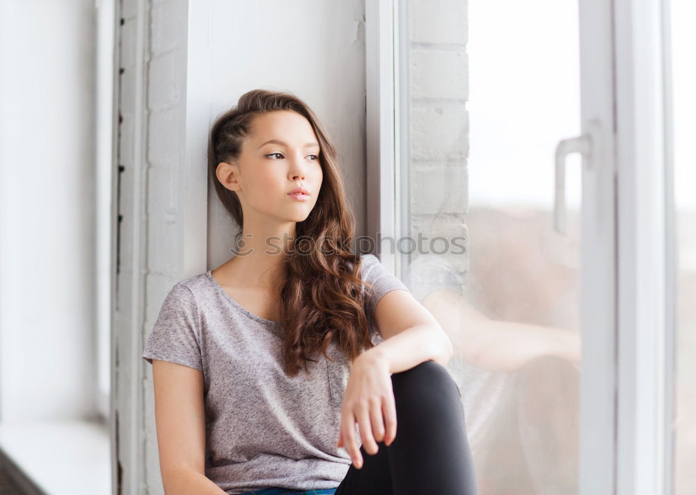 Similar – young beautiful woman relaxing at home