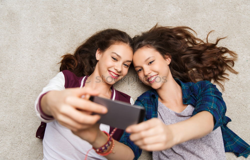 Similar – happy mother and daughter making selfie outdoor