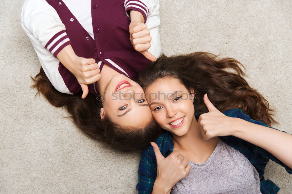 Similar – Young couple playing in front of a mirror