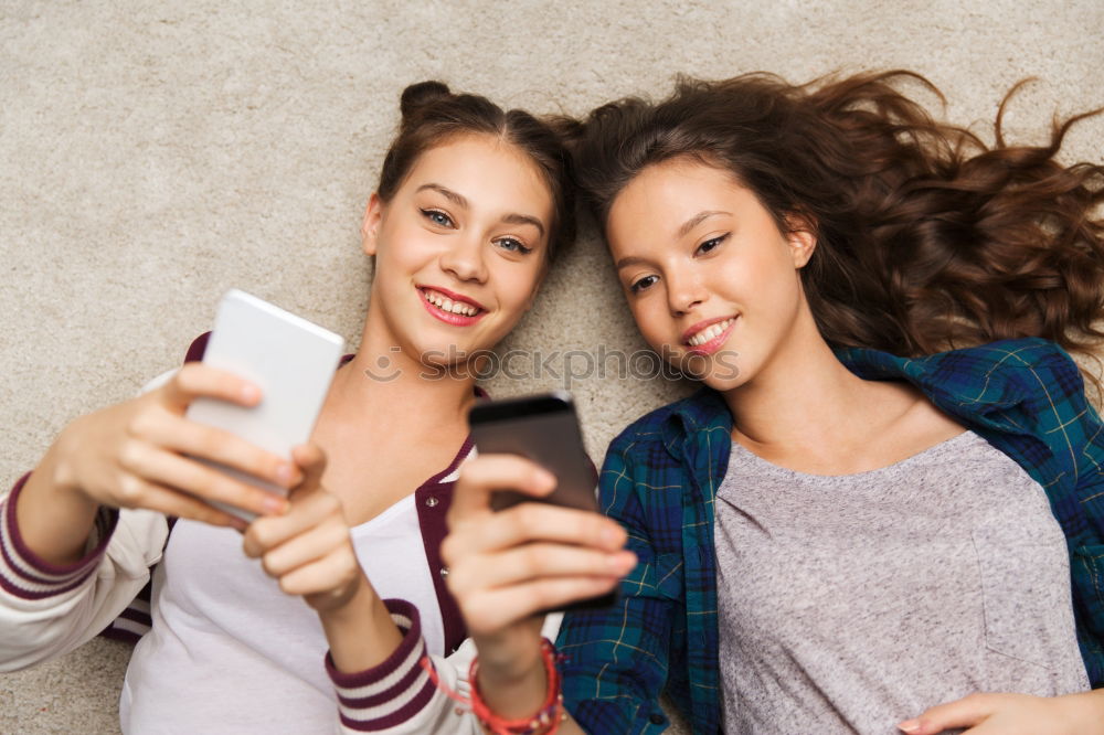 Similar – happy mother and daughter making selfie outdoor