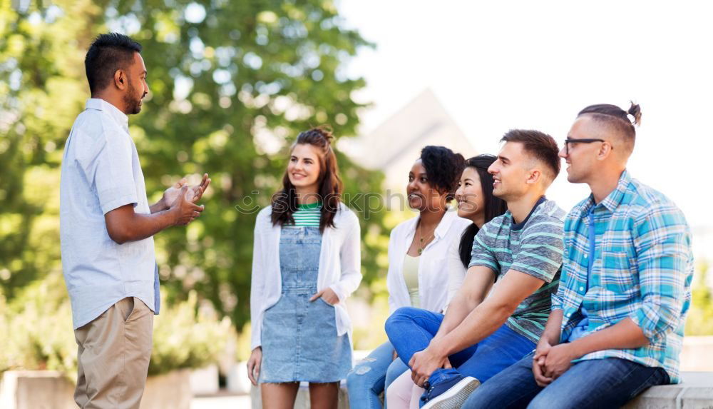 Similar – Image, Stock Photo Multi-ethnic group of young people having fun together outdoors
