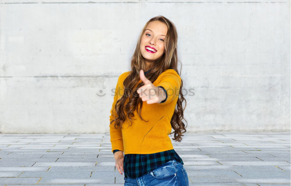 Similar – Image, Stock Photo Girl in casual clothes smiling in the metro.