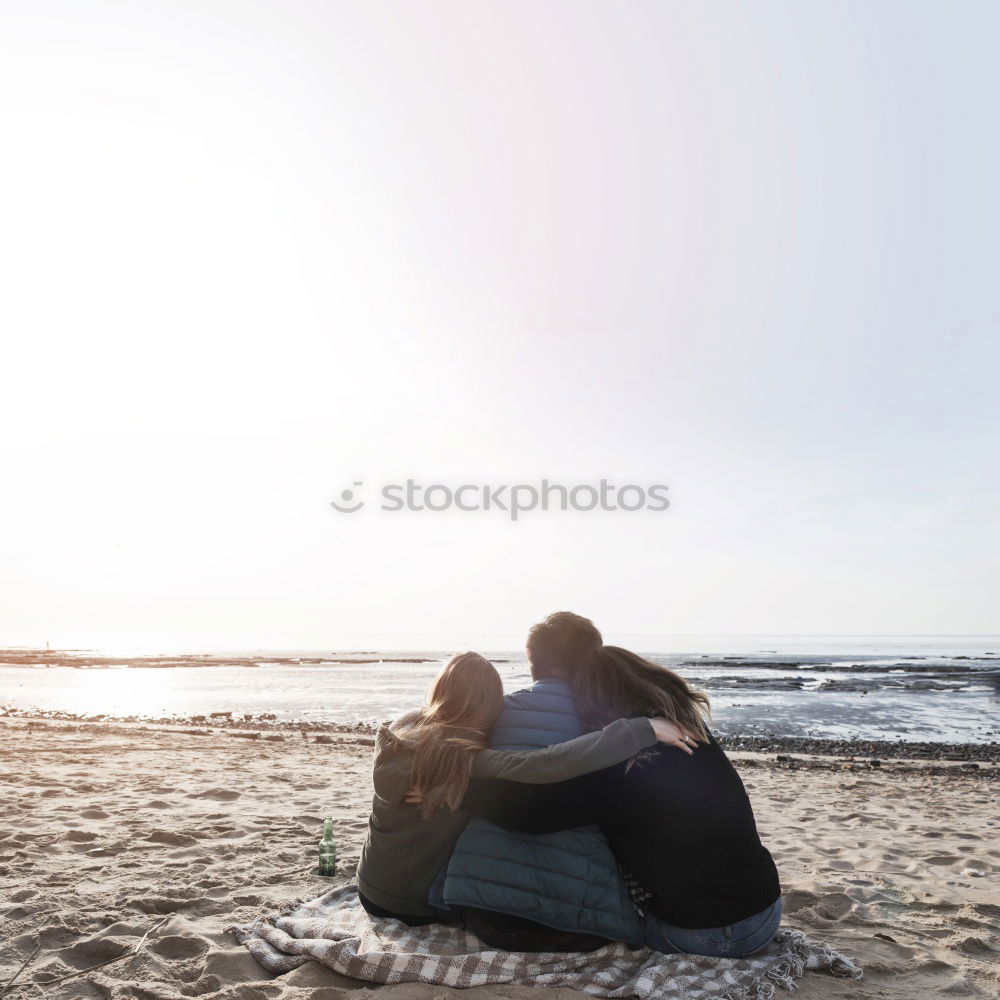 Similar – Image, Stock Photo Group of female friends hugging each other in sunset