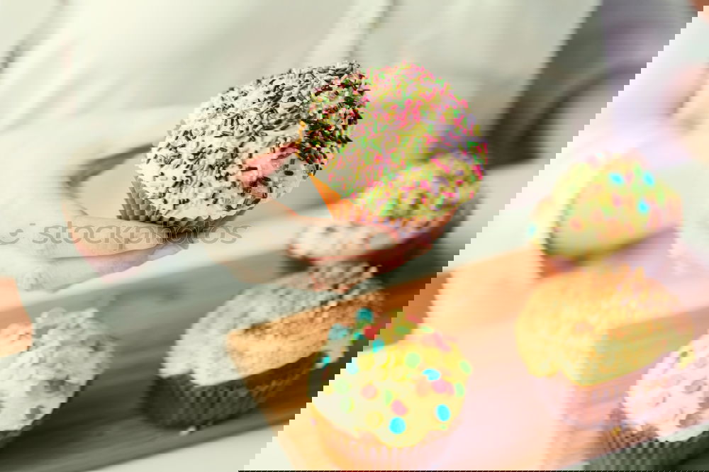 Similar – Image, Stock Photo Making cupcake for christmas time