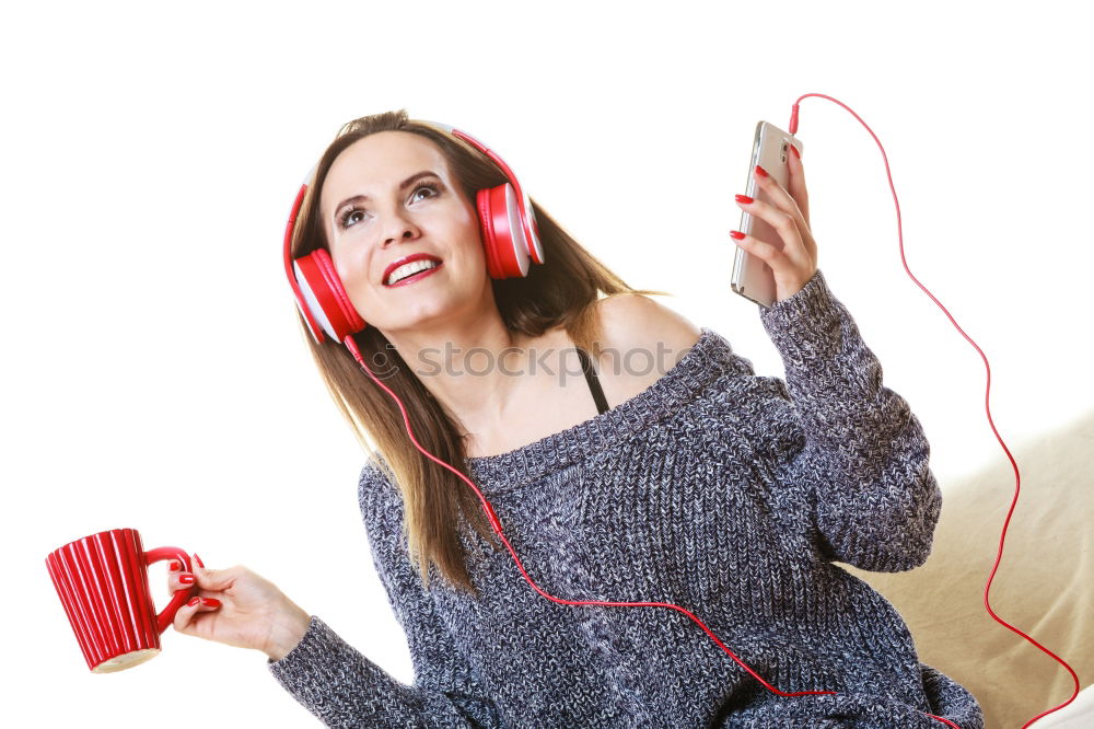 Similar – Image, Stock Photo young woman listening to music with wireless bluetooth headphones and mobile smart phone