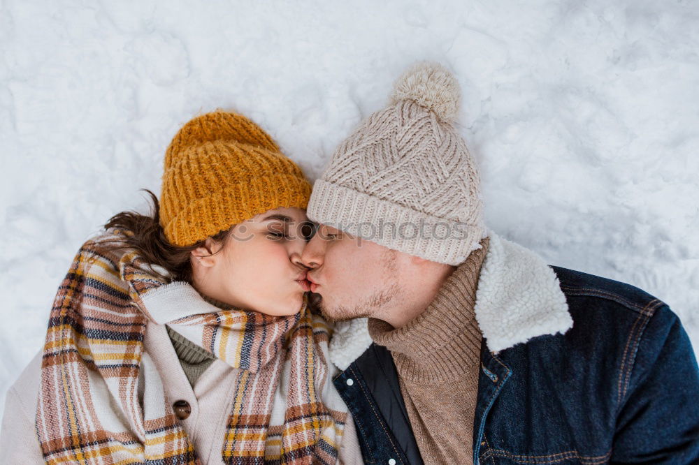 Image, Stock Photo A young couple in love kiss