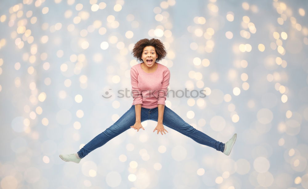 Similar – beautiful kid girl playing and jumping on bed