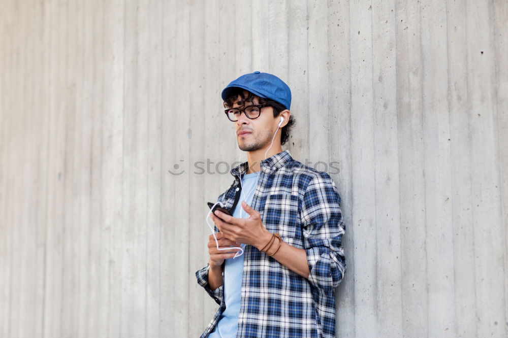 Similar – portrait of a happy man use his phone in the market