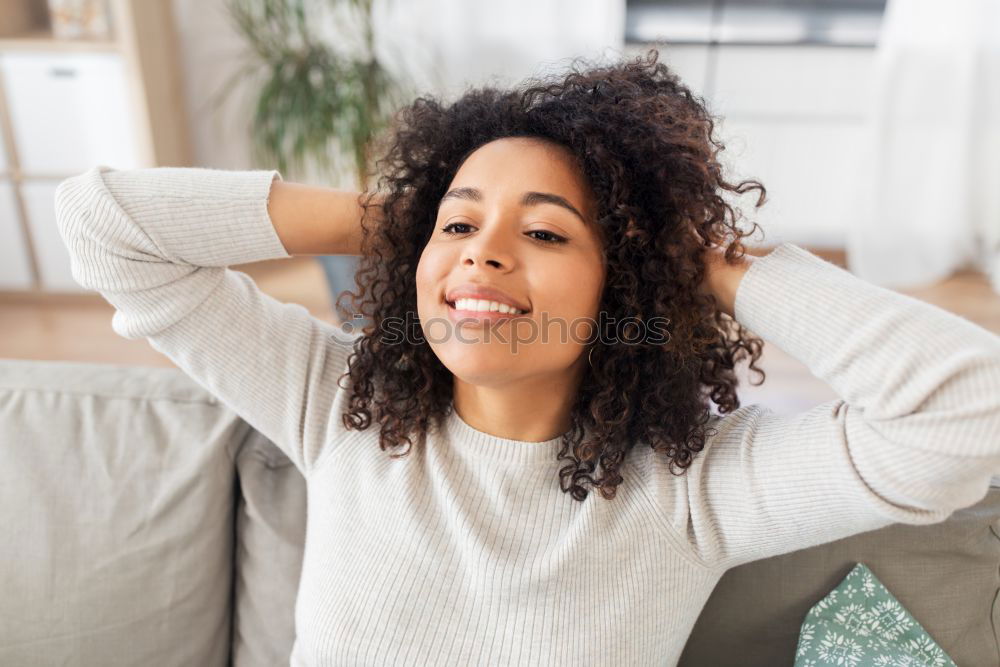 Similar – Image, Stock Photo beautiful black woman on bed with laptop and cup of coffee