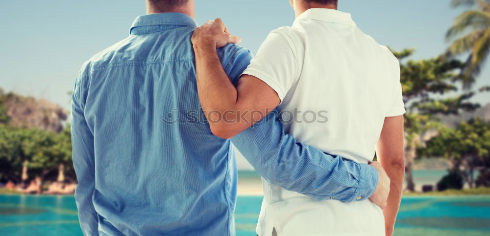 Image, Stock Photo Fitness couple doing stretches beofore starting the workout