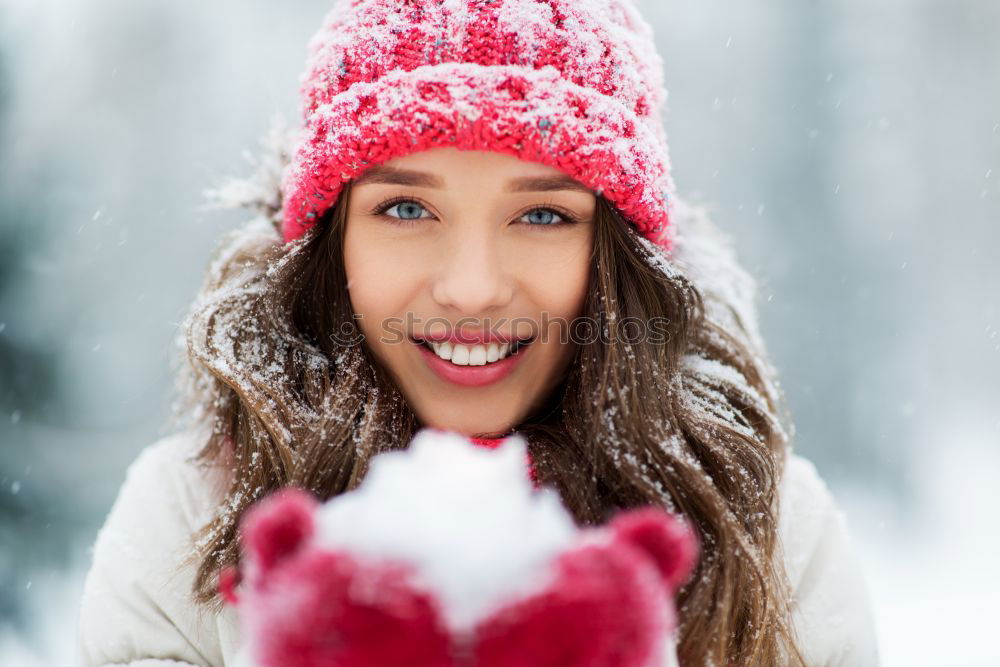 Similar – happy kid girl making snow man on Christmas