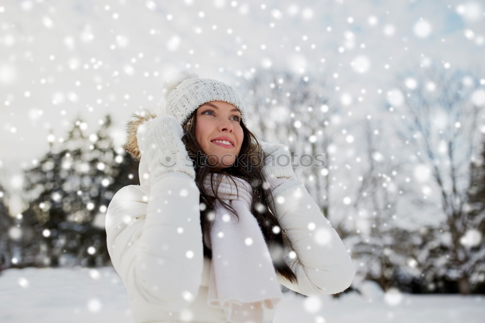 Similar – Image, Stock Photo Young woman enjoying a snowy winter day