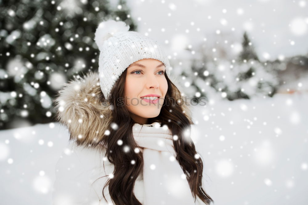 Similar – winter portrait of happy young woman