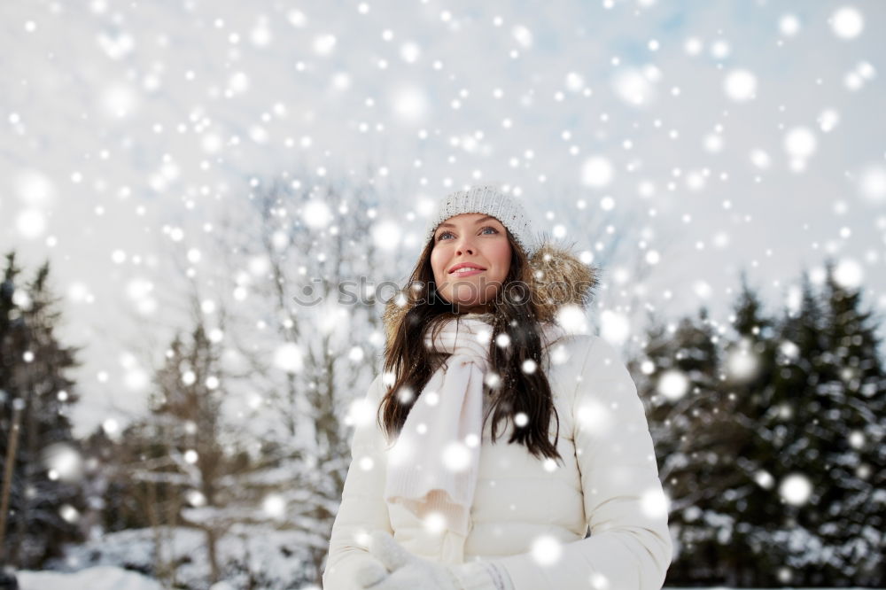 Similar – Image, Stock Photo Winter portrait of happy child girl playing