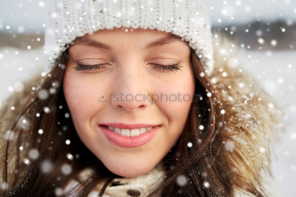 Similar – winter portrait of happy young woman