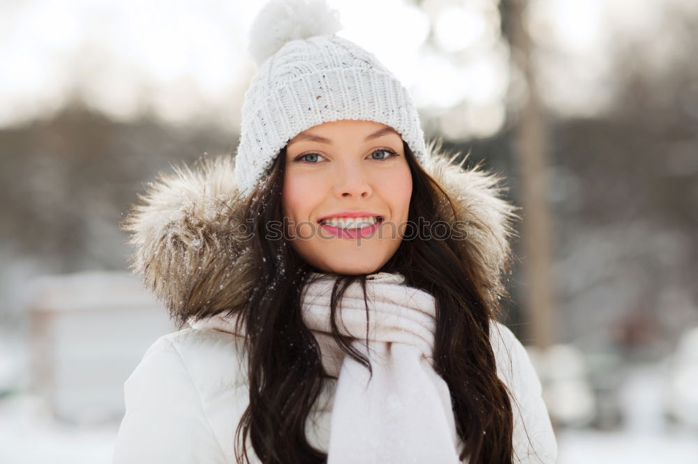 Similar – Image, Stock Photo Friendly young blond woman outdoors in winter