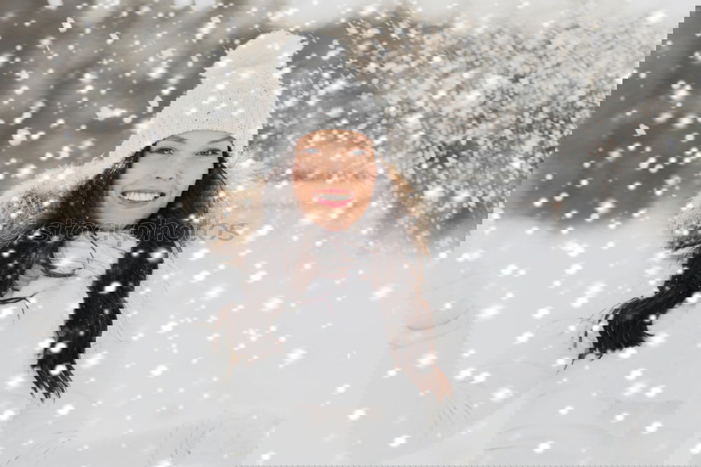 Similar – Image, Stock Photo Winter portrait of happy child girl playing outdoor