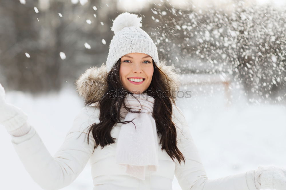 Similar – Image, Stock Photo Winter portrait of happy child girl playing