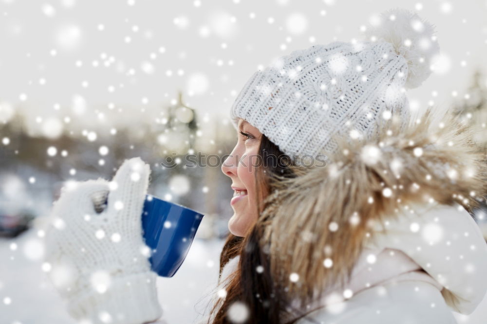 Similar – Image, Stock Photo Young woman enjoying a snowy winter day