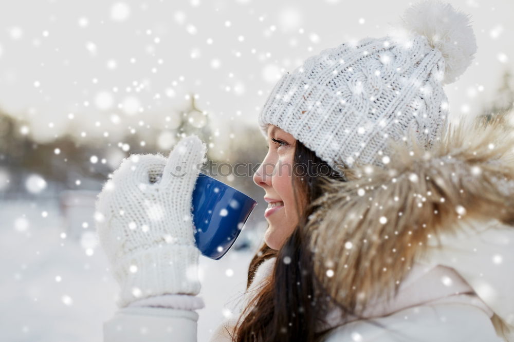 Similar – Image, Stock Photo Young woman enjoying a snowy winter day