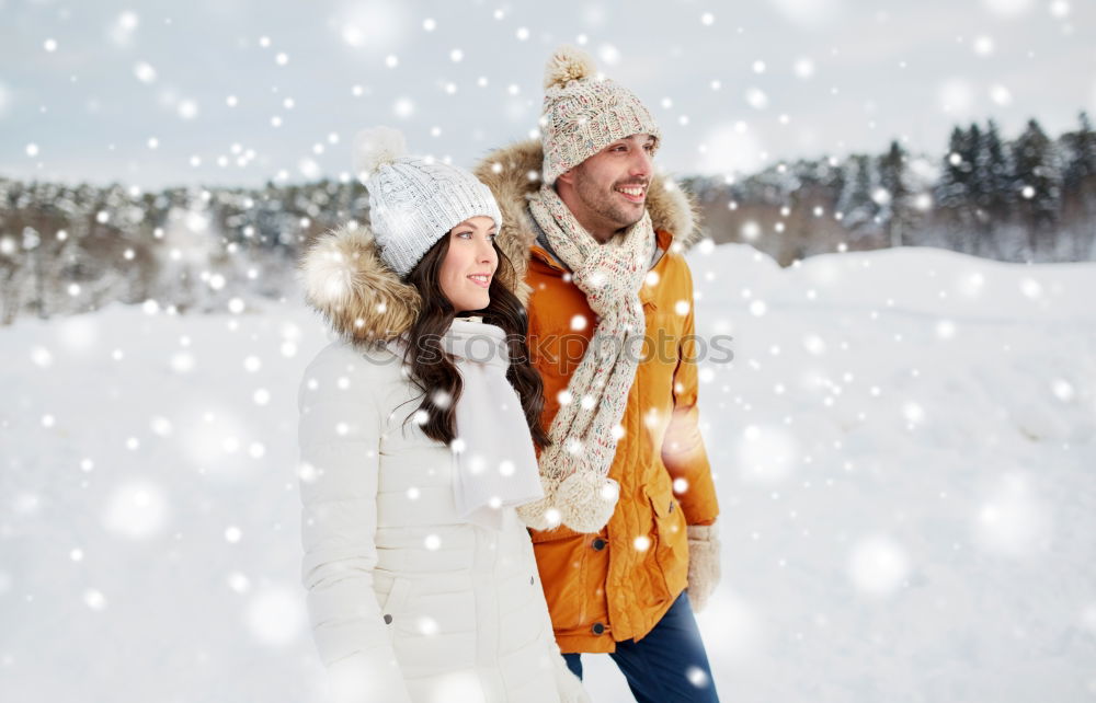 Similar – Image, Stock Photo Friends playing snowballs in woods