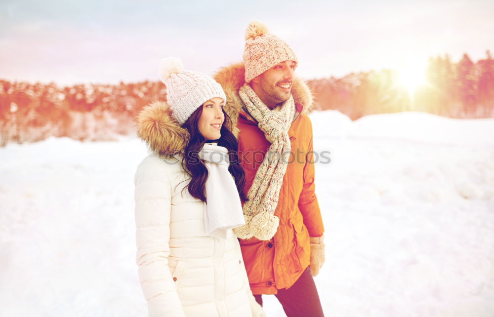 Similar – Friends playing snowballs in woods