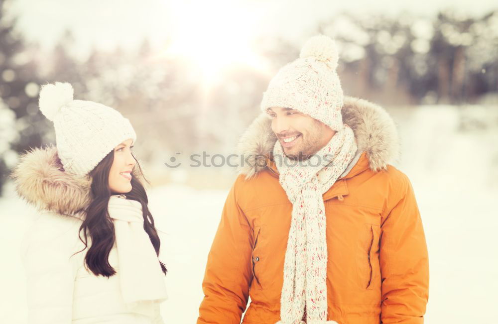 Similar – Image, Stock Photo Friends playing snowballs in woods