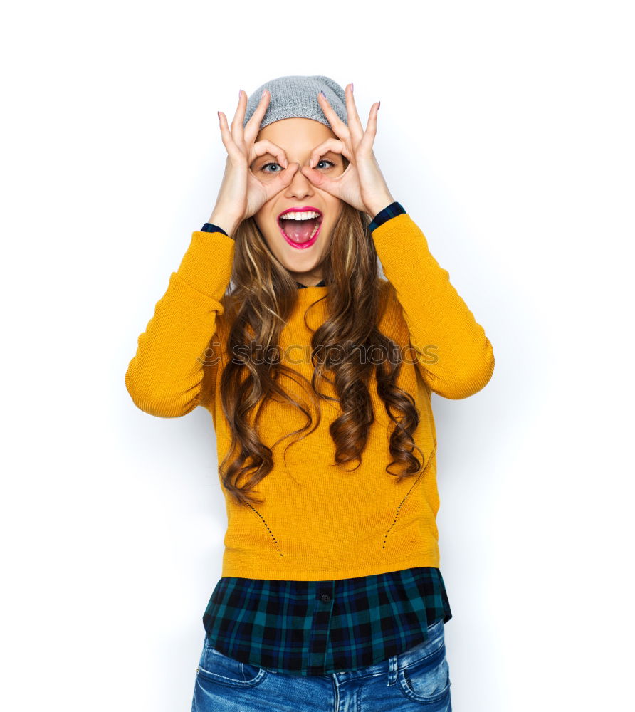 Similar – Image, Stock Photo funny grandmother with sunglasses and mustache on brick background