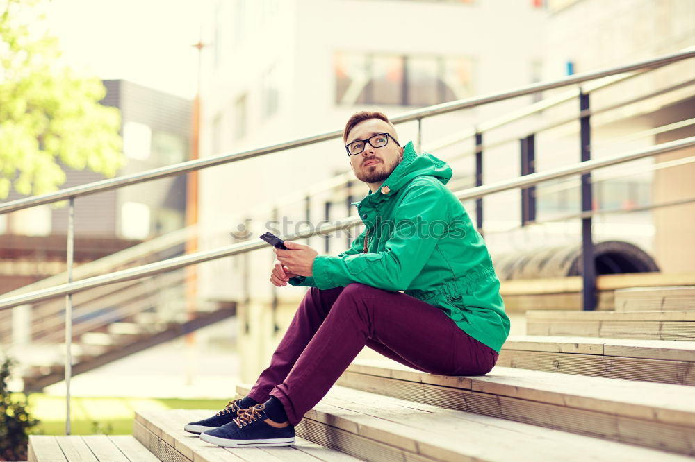 Similar – Image, Stock Photo Redhead teen woman alone in an urban place