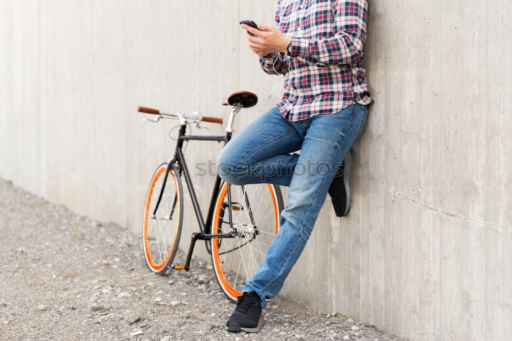 Similar – Image, Stock Photo Front view of an attractive guy is sitting on the floor