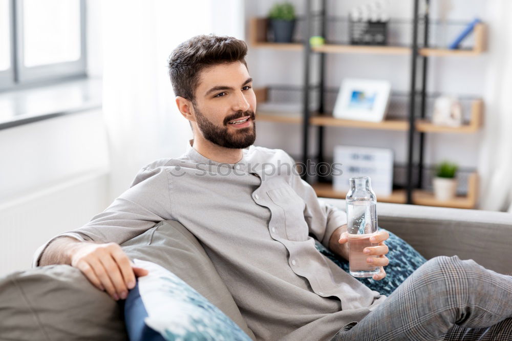 Similar – Image, Stock Photo Happy young man seating in a restaurant