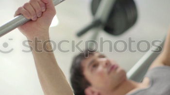Similar – Image, Stock Photo Man with barbell on a bench press training