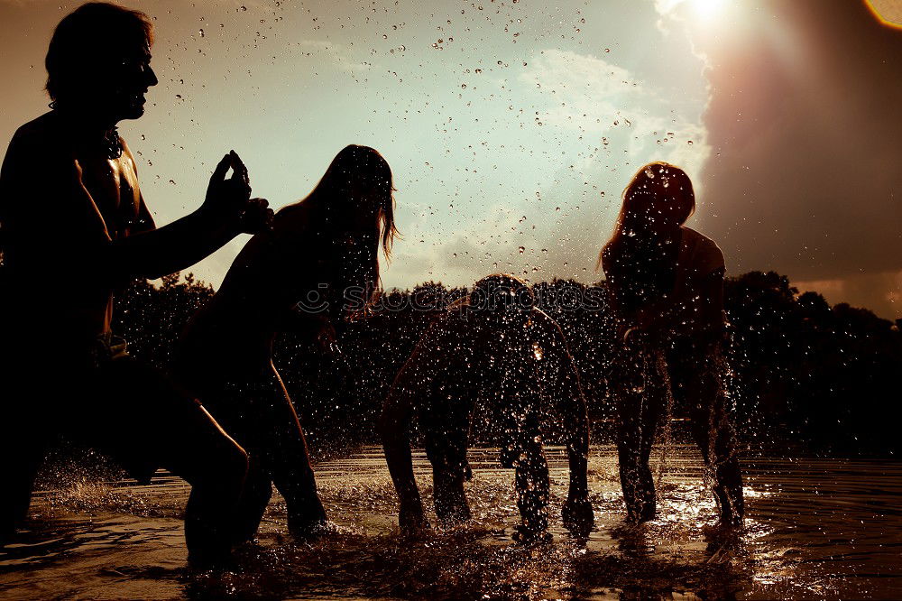 Image, Stock Photo Water march! Party Hot Wet
