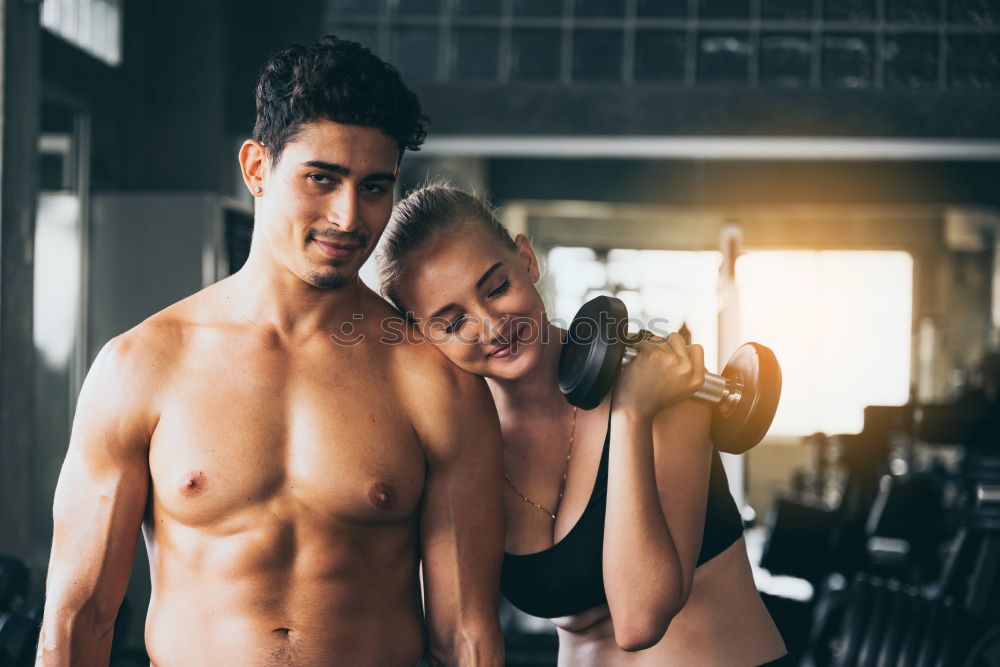 Similar – Image, Stock Photo Fit happy caucasian adult couple together on the beach